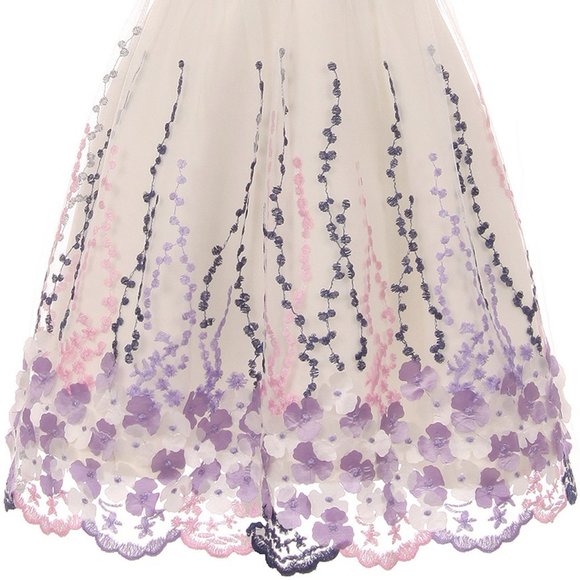 Sleeveless Tulle Embroidered Flowers Easter Special Occasion Flower Girl Dress - Picture 2 of 5